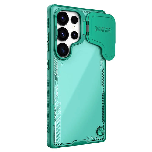 NILLKIN Iceblade CamProp For Samsung Galaxy S25 Ultra Case Lens Cover Kickstand PC + TPU Phone Cover - Green - 1