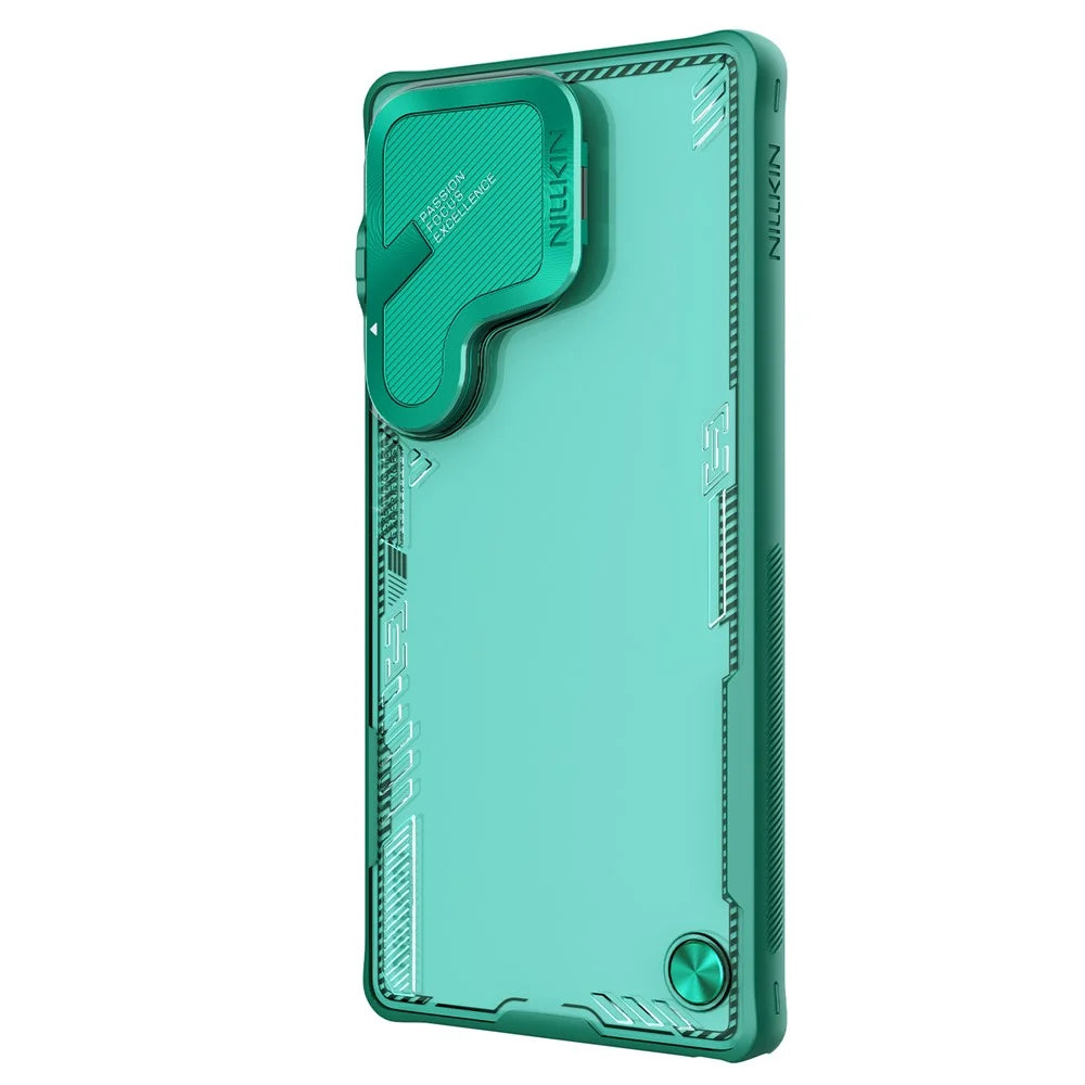 NILLKIN Iceblade CamProp For Samsung Galaxy S25 Ultra Case Lens Cover Kickstand PC + TPU Phone Cover - Green - 3