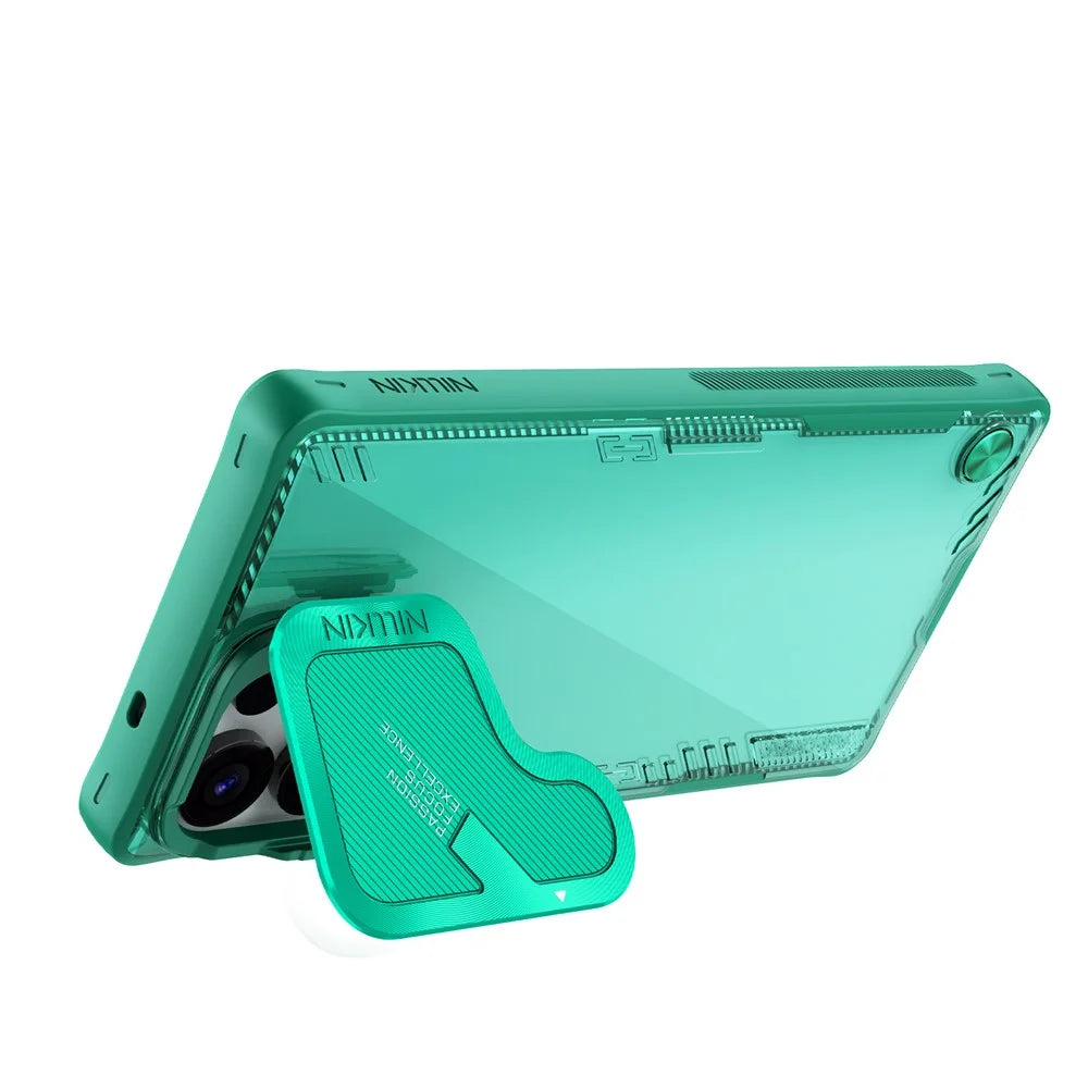 NILLKIN Iceblade CamProp For Samsung Galaxy S25 Ultra Case Lens Cover Kickstand PC + TPU Phone Cover - Green - 5