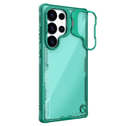 NILLKIN Iceblade CamProp For Samsung Galaxy S25 Ultra Case Lens Frame Kickstand PC + TPU Phone Cover - Green - 1