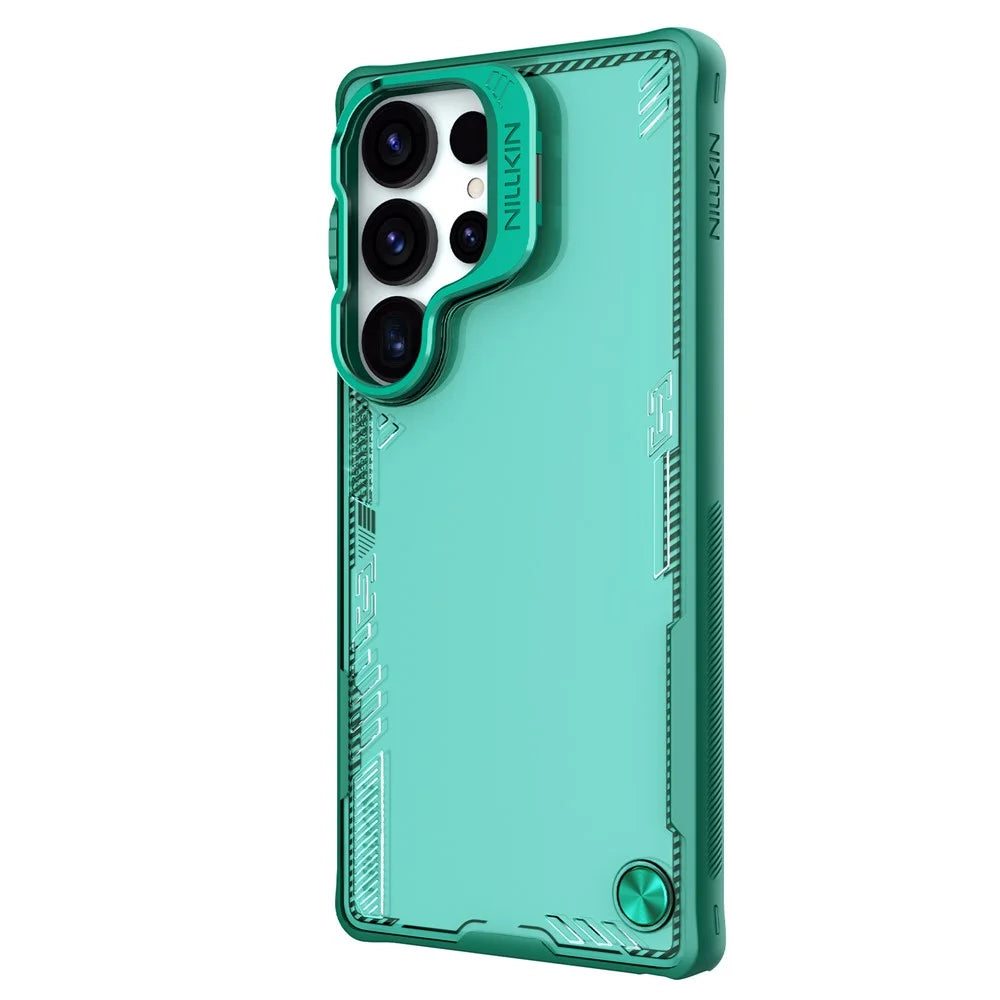 NILLKIN Iceblade CamProp For Samsung Galaxy S25 Ultra Case Lens Frame Kickstand PC + TPU Phone Cover - Green - 3