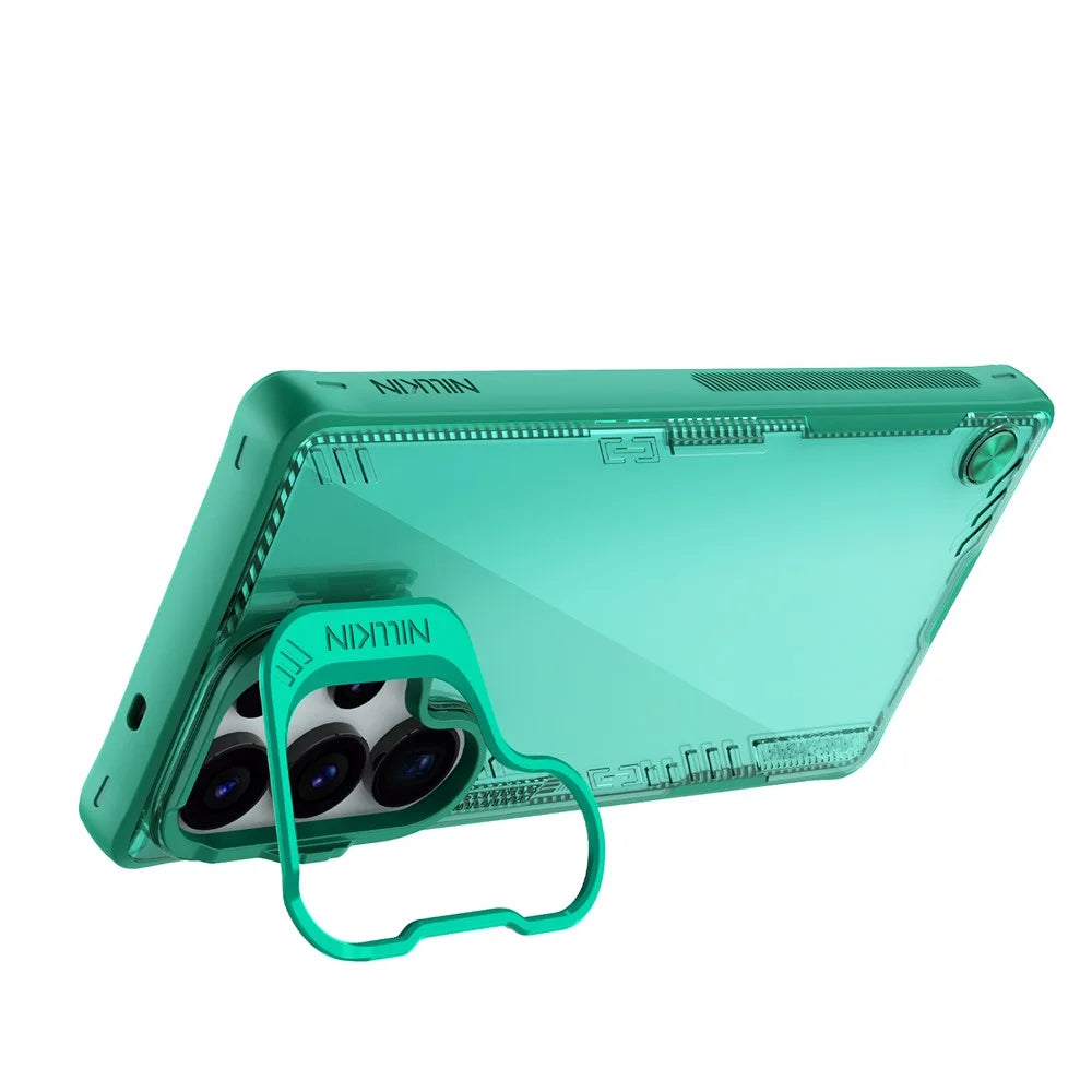 NILLKIN Iceblade CamProp For Samsung Galaxy S25 Ultra Case Lens Frame Kickstand PC + TPU Phone Cover - Green - 5