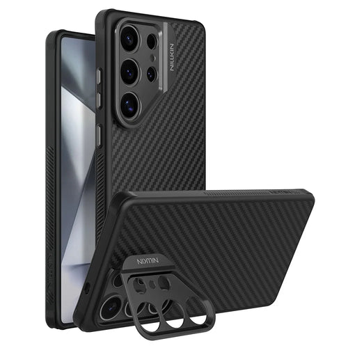 NILLKIN For Samsung Galaxy S25 Ultra Magnetic Case TPU + Aramid Fiber Lens Kickstand Phone Cover Precision Cutout - 1