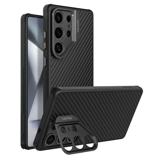 NILLKIN For Samsung Galaxy S25 Ultra Magnetic Case TPU + Aramid Fiber Lens Kickstand Phone Cover Precision Cutout - 1