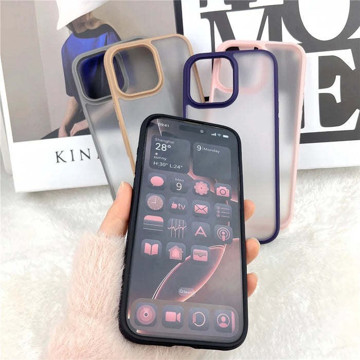 For iPhone 16 Pro Max Case Curved Frame PC + TPU Phone Cover Anti Drop Protection - Dark Purple - 6