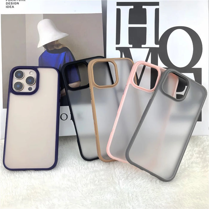 For iPhone 16 Pro Case Curved Frame PC + TPU Phone Cover Anti Drop Protection - Grey - 4