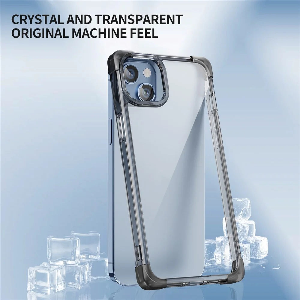 For iPhone 15 Plus Case Reinforced Corners TPU + Acrylic Clear Phone Back Cover - Transparent Black - 6