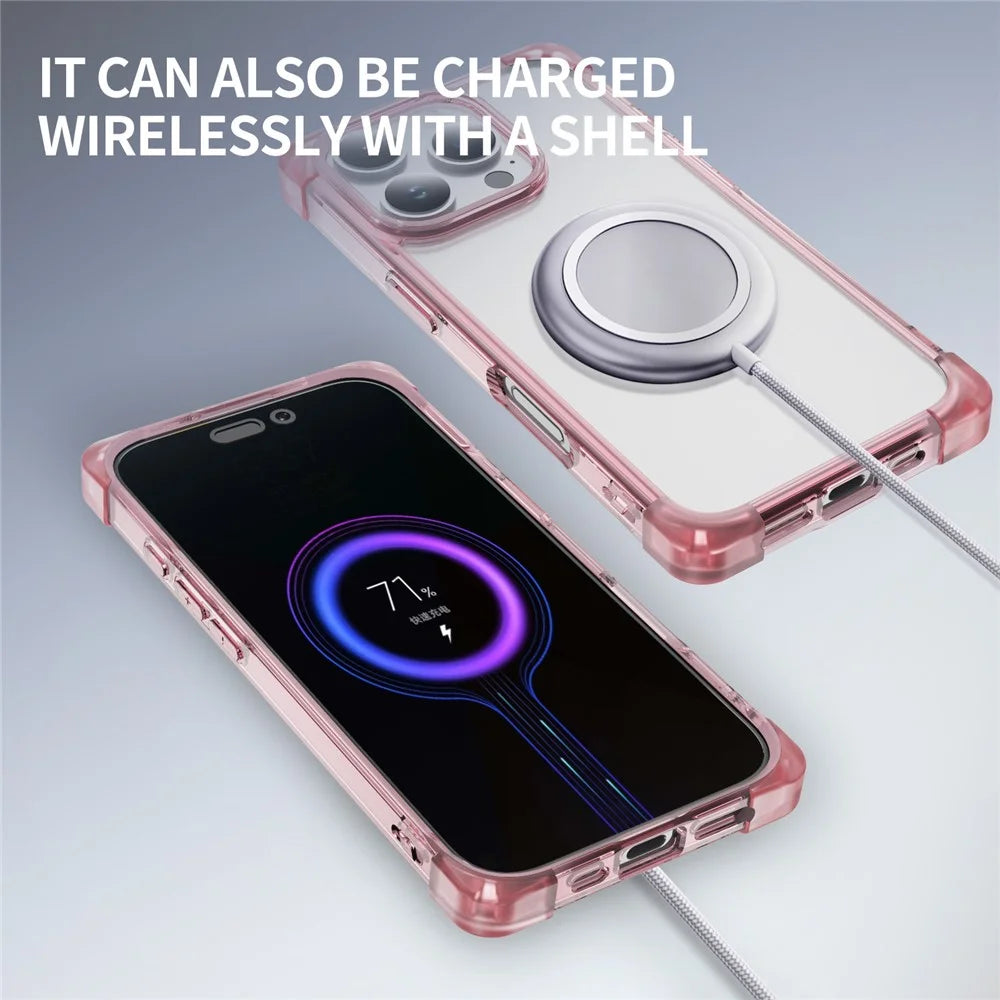 For iPhone 16 Pro Case Reinforced Corners TPU + Acrylic Clear Phone Back Cover - Transparent Pink - 2