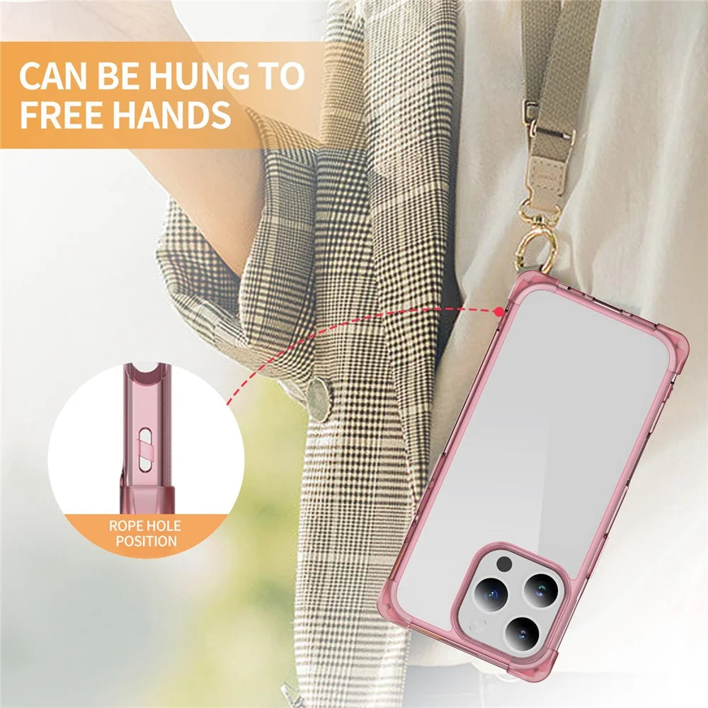 For iPhone 16 Pro Case Reinforced Corners TPU + Acrylic Clear Phone Back Cover - Transparent Pink - 3