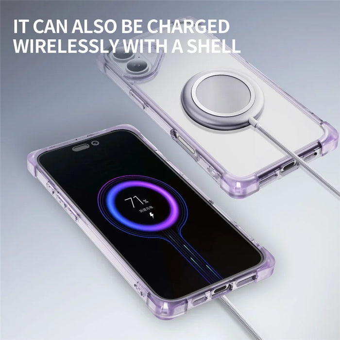 For iPhone 16 Plus Case Reinforced Corners TPU + Acrylic Clear Phone Back Cover - Transparent Purple - 2