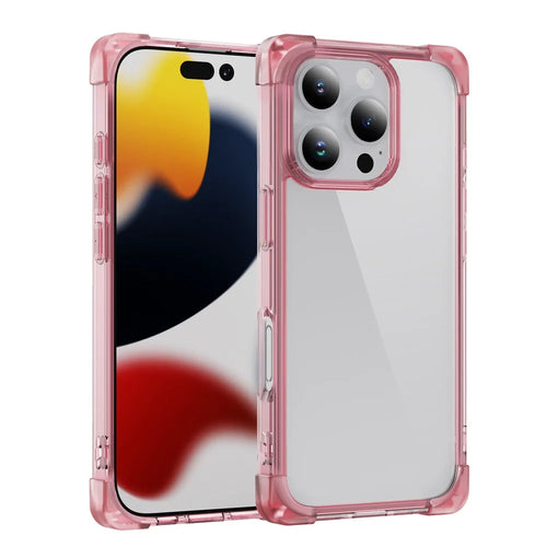 For iPhone 16 Pro Max Case Reinforced Corners TPU + Acrylic Clear Phone Back Cover - Transparent Pink - 1