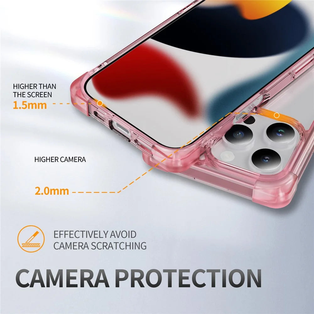 For iPhone 16 Pro Max Case Reinforced Corners TPU + Acrylic Clear Phone Back Cover - Transparent Pink - 7