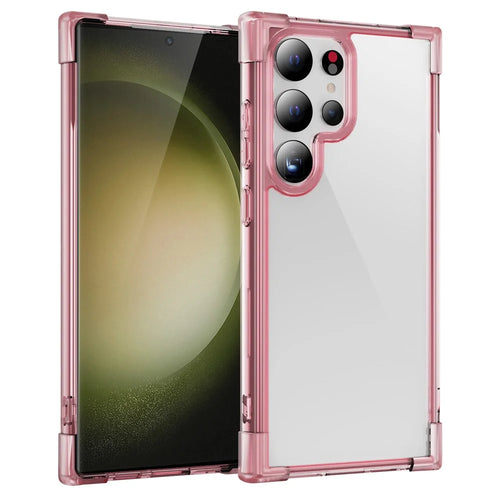 For Samsung Galaxy S24 Ultra Case Reinforced Corners TPU + Acrylic Clear Phone Back Cover - Transparent Pink - 1