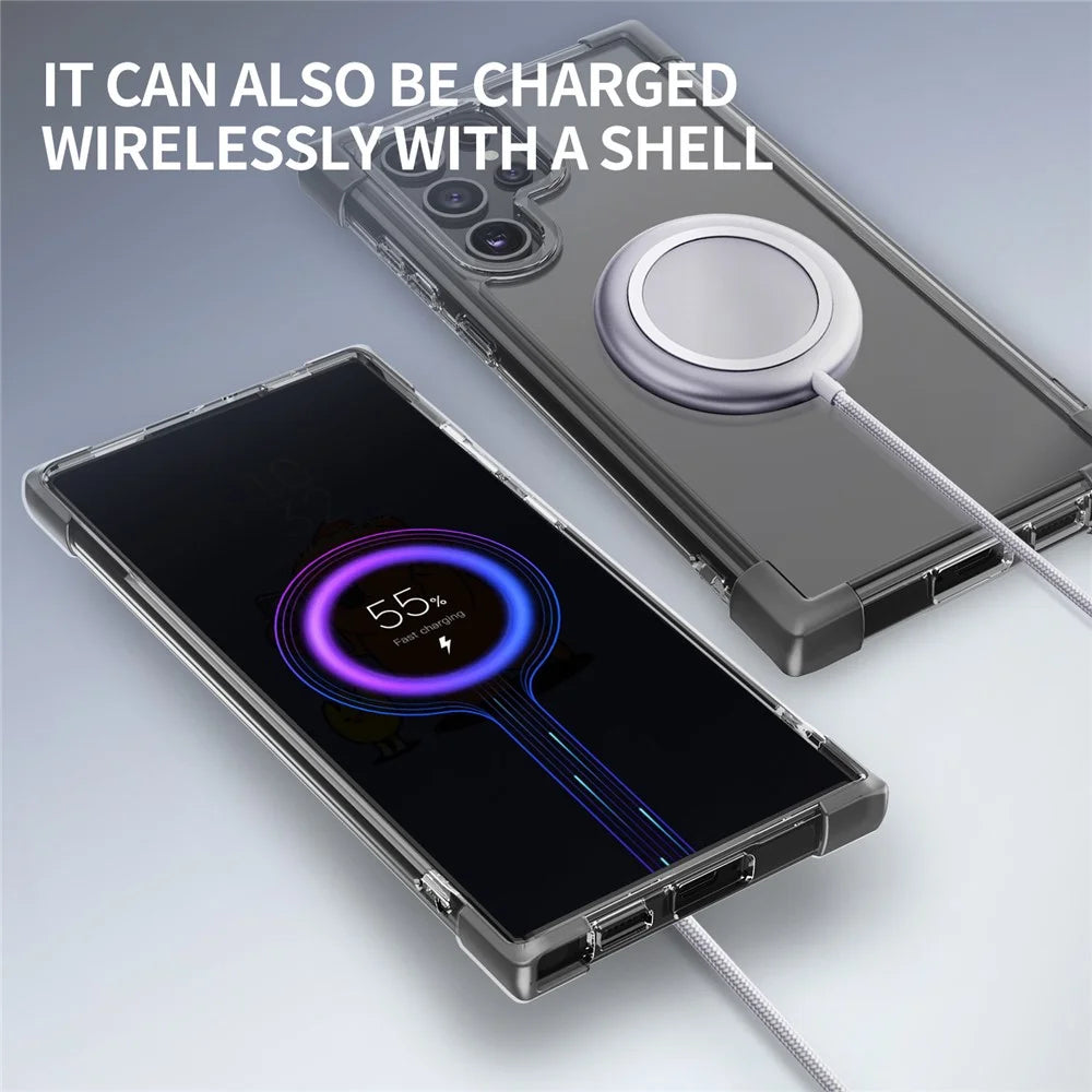 For Samsung Galaxy S23 Ultra Case Reinforced Corners TPU + Acrylic Clear Phone Back Cover - Transparent Black - 2