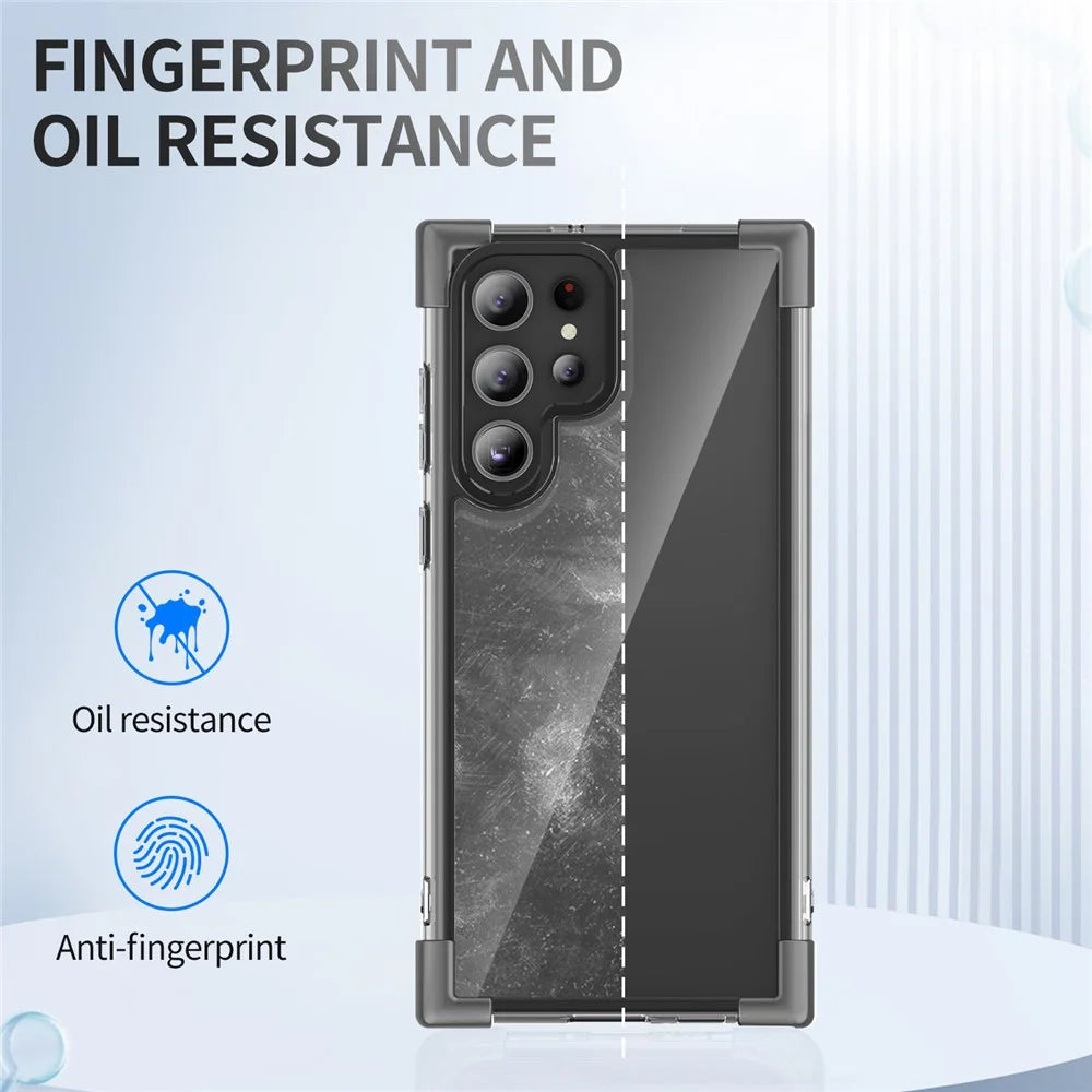For Samsung Galaxy S23 Ultra Case Reinforced Corners TPU + Acrylic Clear Phone Back Cover - Transparent Black - 4