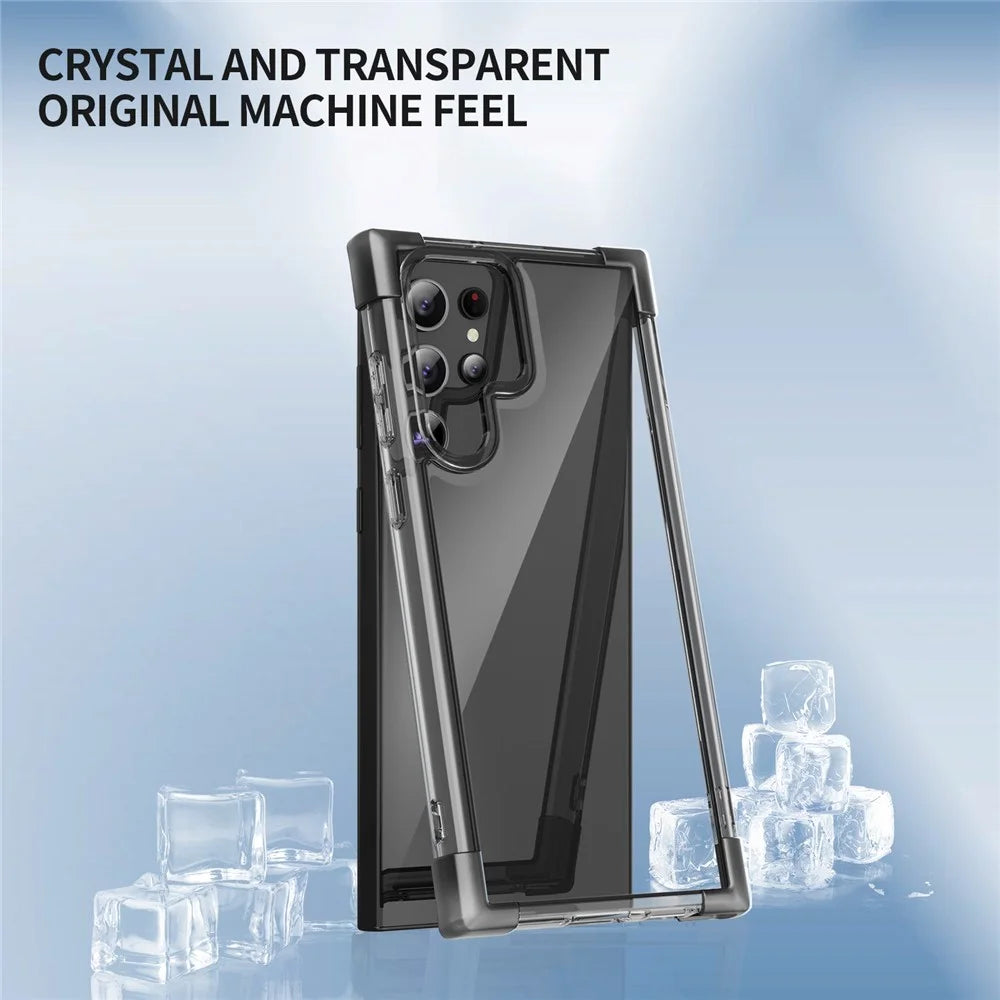 For Samsung Galaxy S23 Ultra Case Reinforced Corners TPU + Acrylic Clear Phone Back Cover - Transparent Black - 5