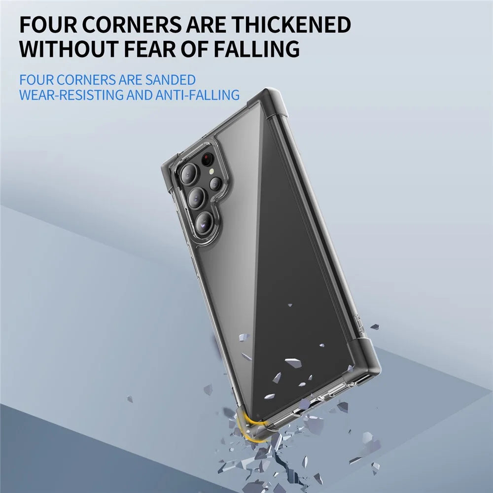For Samsung Galaxy S23 Ultra Case Reinforced Corners TPU + Acrylic Clear Phone Back Cover - Transparent Black - 6