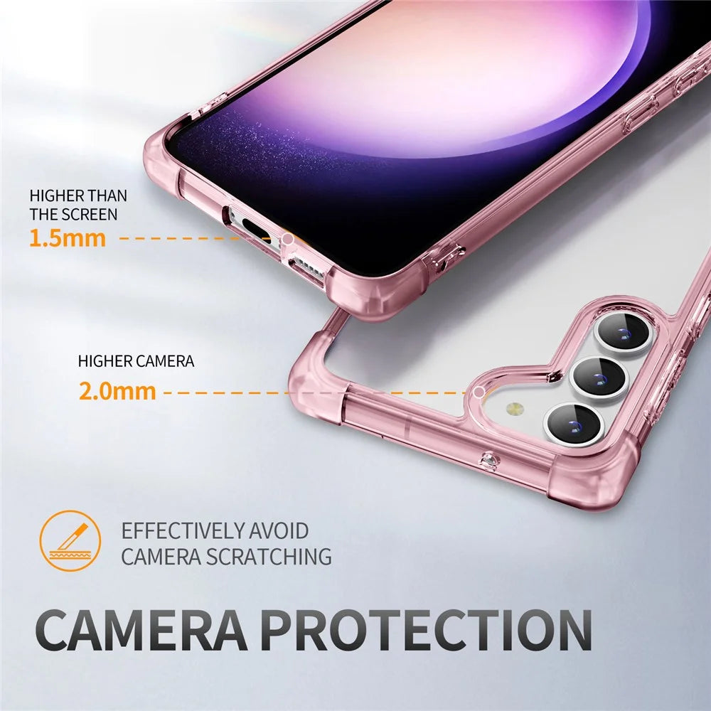 For Samsung Galaxy S23 Case Reinforced Corners TPU + Acrylic Clear Phone Back Cover - Transparent Pink - 7