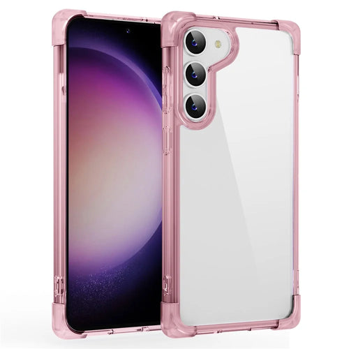 For Samsung Galaxy S23+ Case Reinforced Corners TPU + Acrylic Clear Phone Back Cover - Transparent Pink - 1