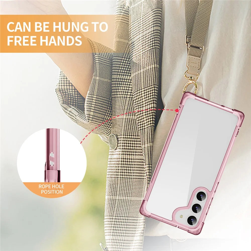 For Samsung Galaxy S23+ Case Reinforced Corners TPU + Acrylic Clear Phone Back Cover - Transparent Pink - 3