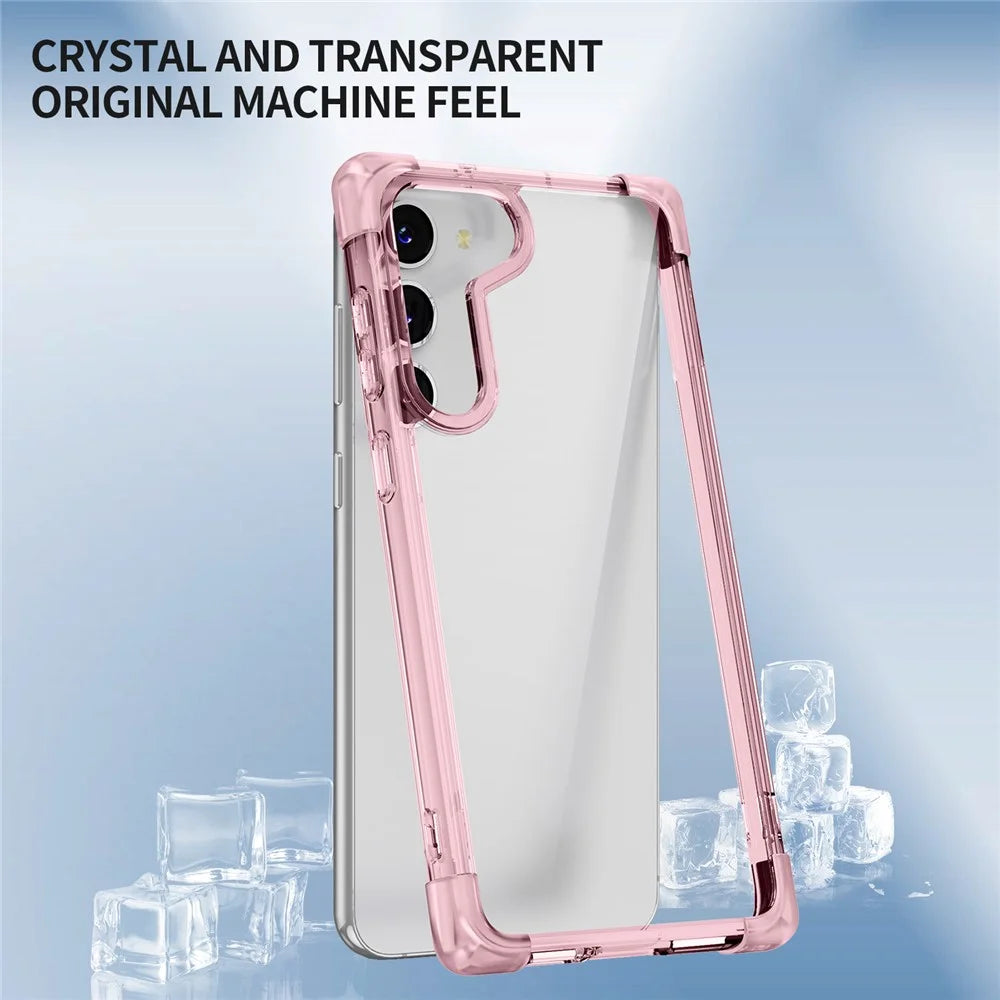 For Samsung Galaxy S23+ Case Reinforced Corners TPU + Acrylic Clear Phone Back Cover - Transparent Pink - 4
