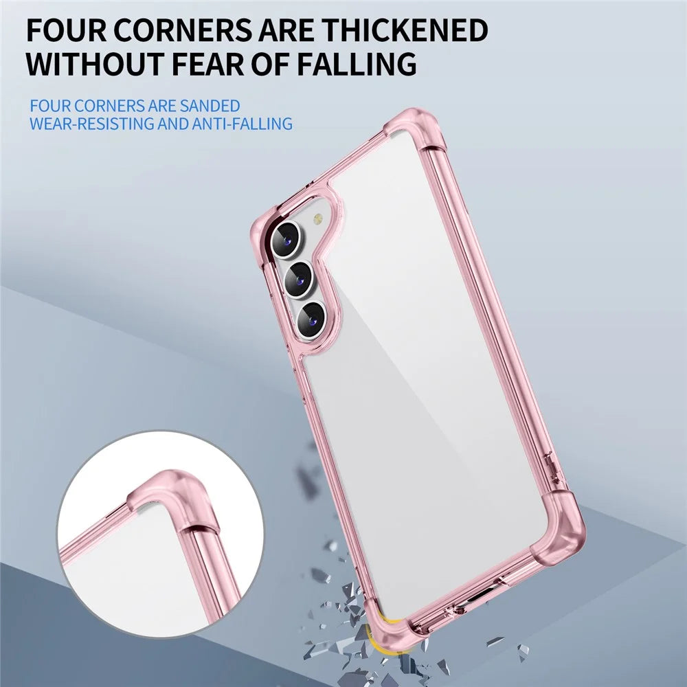 For Samsung Galaxy S23+ Case Reinforced Corners TPU + Acrylic Clear Phone Back Cover - Transparent Pink - 5