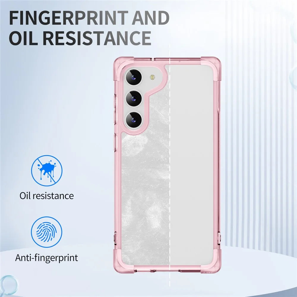 For Samsung Galaxy S23+ Case Reinforced Corners TPU + Acrylic Clear Phone Back Cover - Transparent Pink - 6