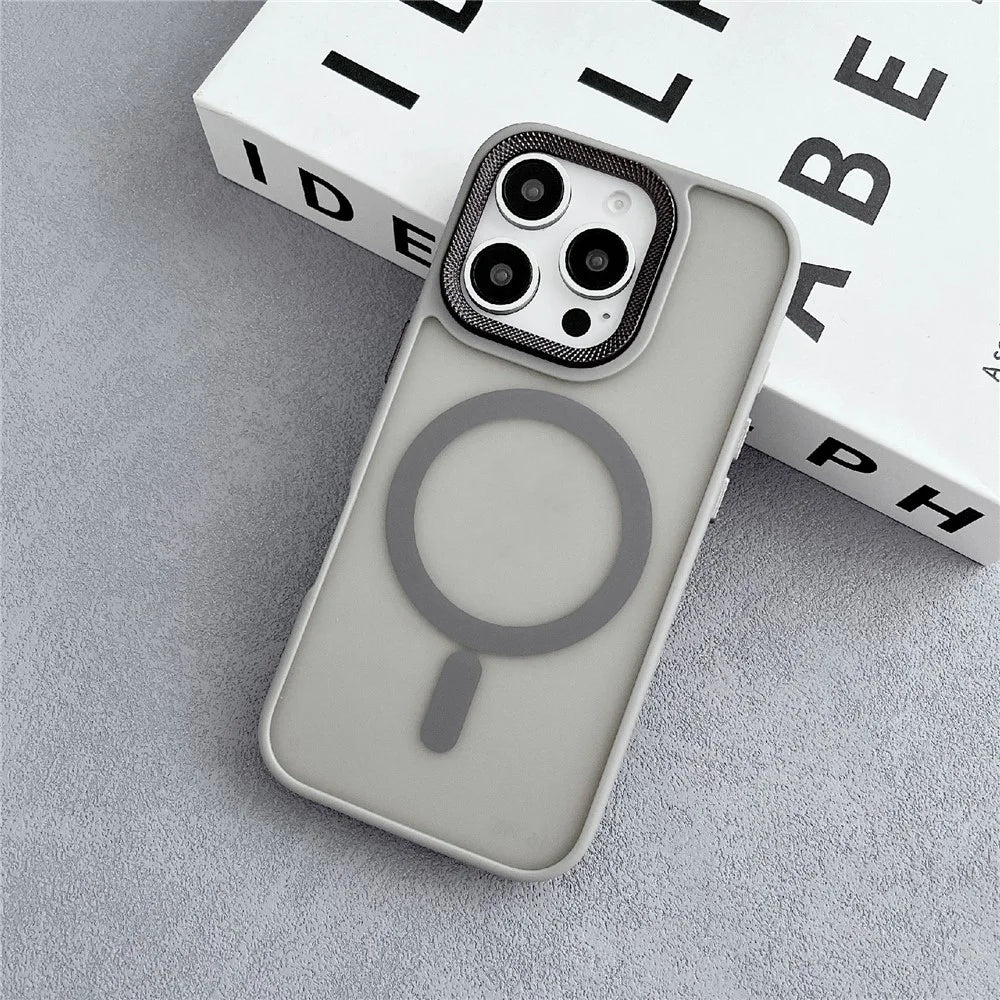 For iPhone 16 Pro Max Case Compatible with MagSafe TPU + Acrylic Phone Back Cover Diamond Texture - Grey - 1