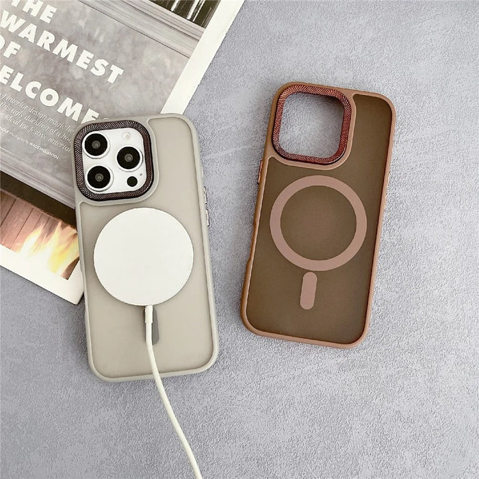 For iPhone 16 Pro Max Case Compatible with MagSafe TPU + Acrylic Phone Back Cover Diamond Texture - Grey - 2