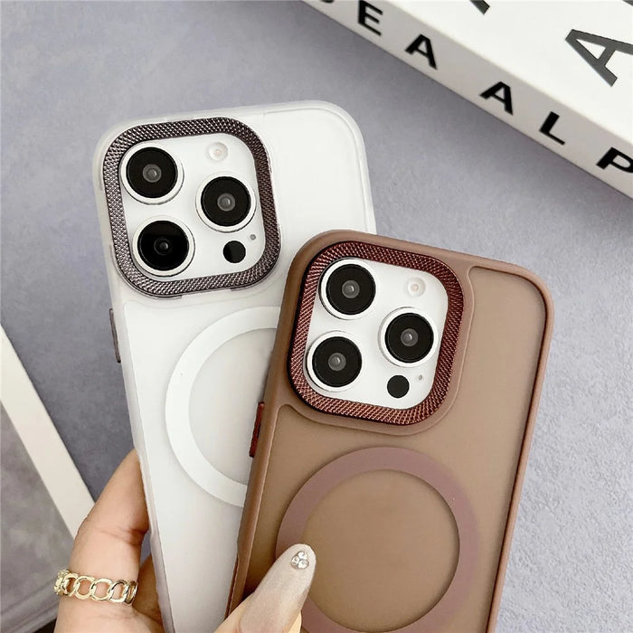 For iPhone 16 Pro Max Case Compatible with MagSafe TPU + Acrylic Phone Back Cover Diamond Texture - Grey - 4