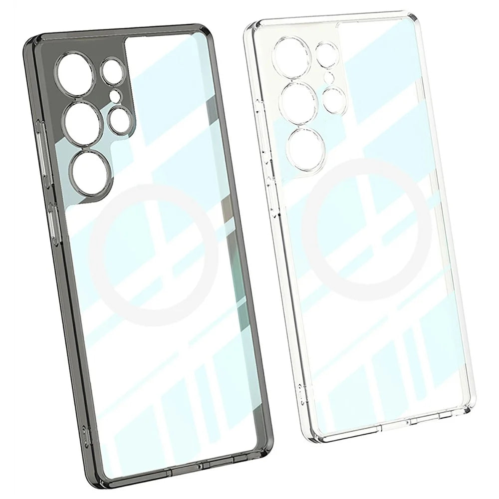 GKK For Samsung Galaxy S24 Ultra Magnetic Case TPU+PC Clear Phone Back Cover - Transparent Black - 3