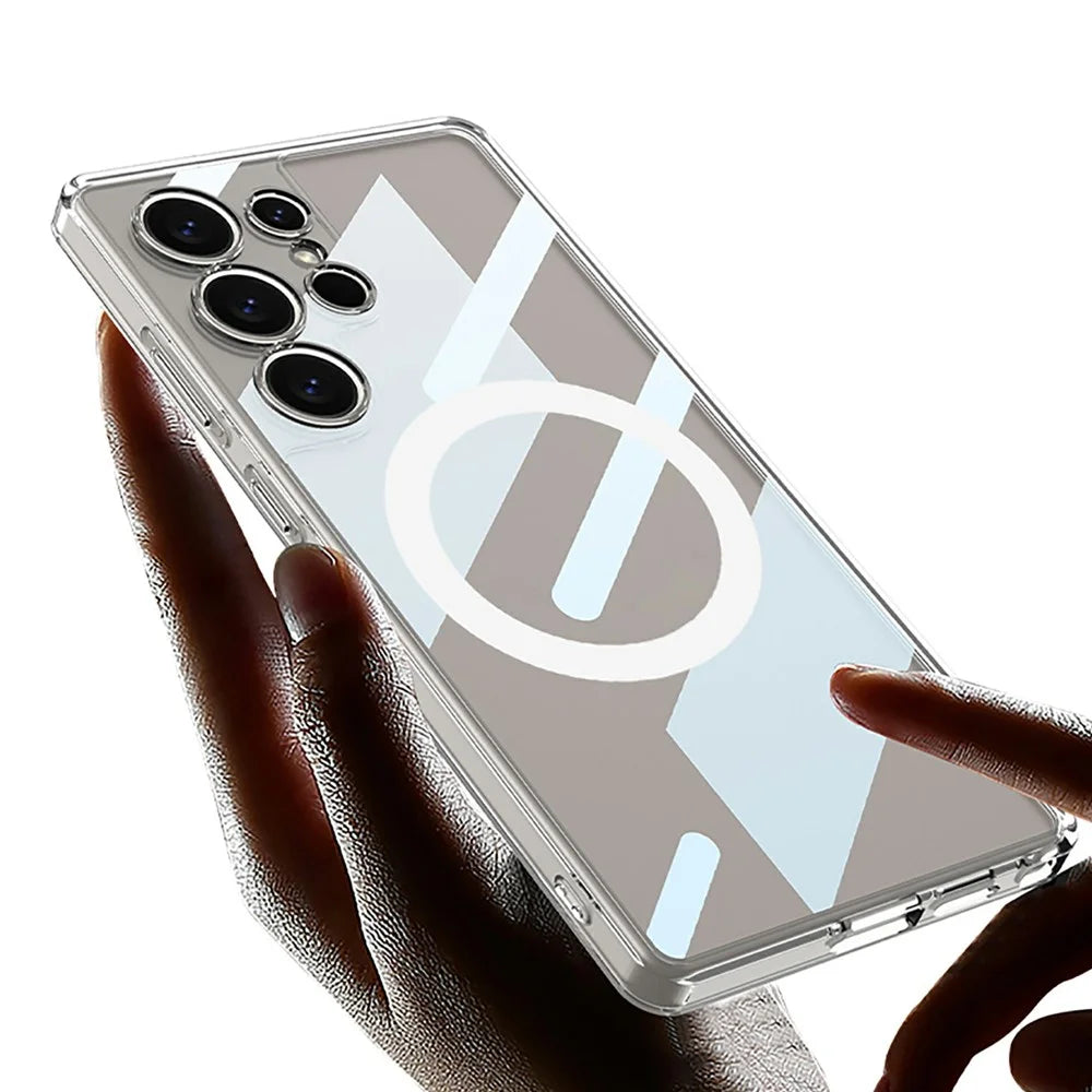GKK For Samsung Galaxy S24 Ultra Magnetic Case TPU+PC Clear Phone Back Cover - Transparent Black - 4