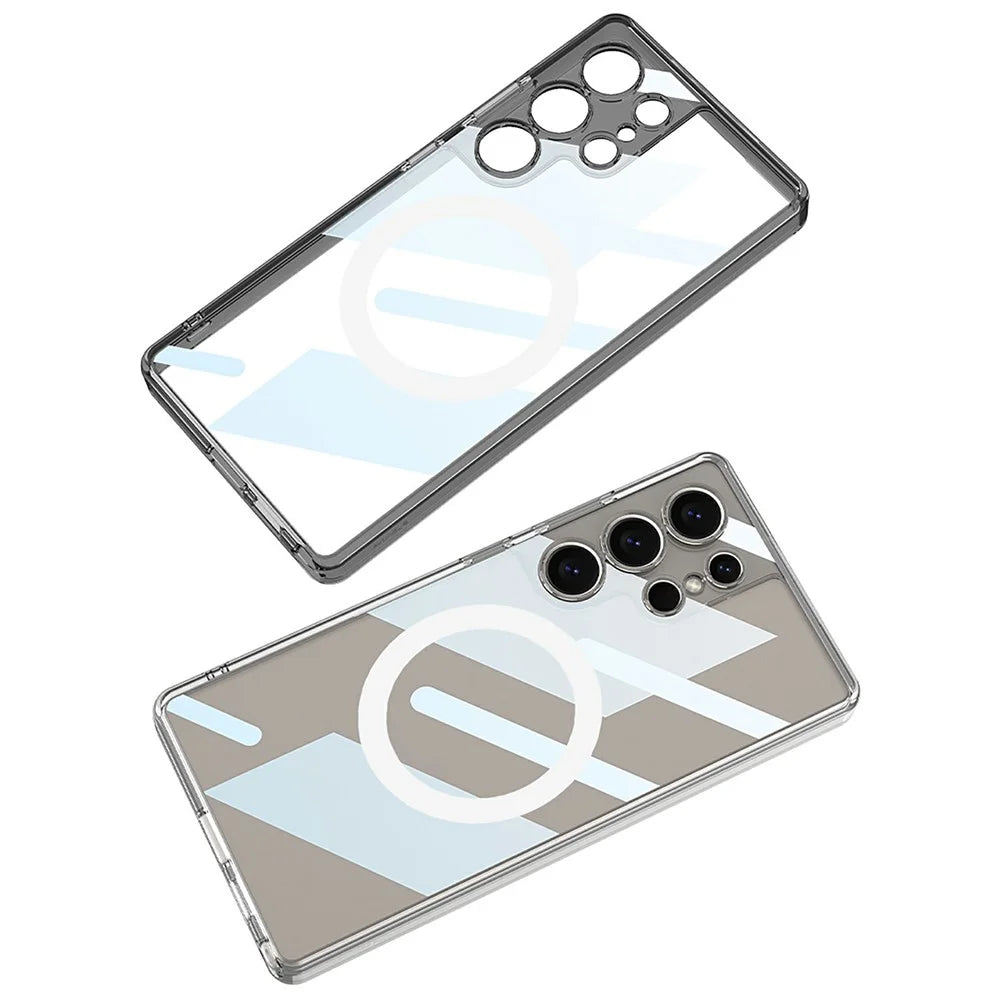 GKK For Samsung Galaxy S24 Ultra Magnetic Case TPU+PC Clear Phone Back Cover - Transparent Black - 5