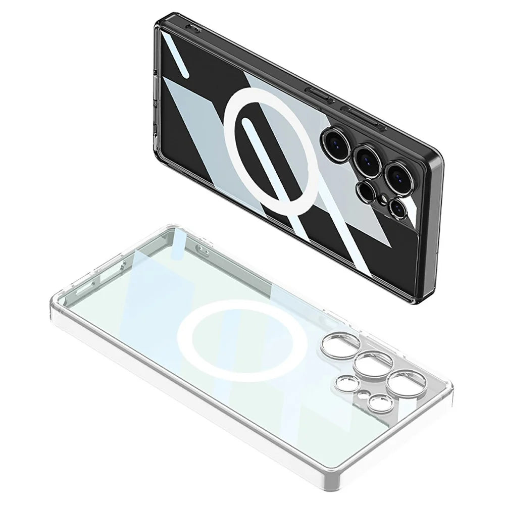 GKK For Samsung Galaxy S24 Ultra Magnetic Case TPU+PC Clear Phone Back Cover - Transparent Black - 6