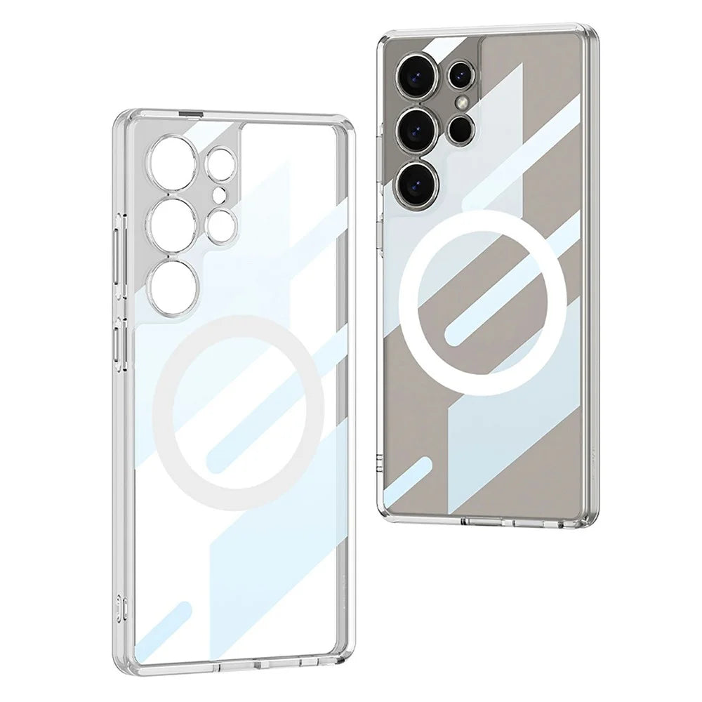 GKK For Samsung Galaxy S24 Ultra Magnetic Case TPU+PC Clear Phone Back Cover - Transparent Black - 7