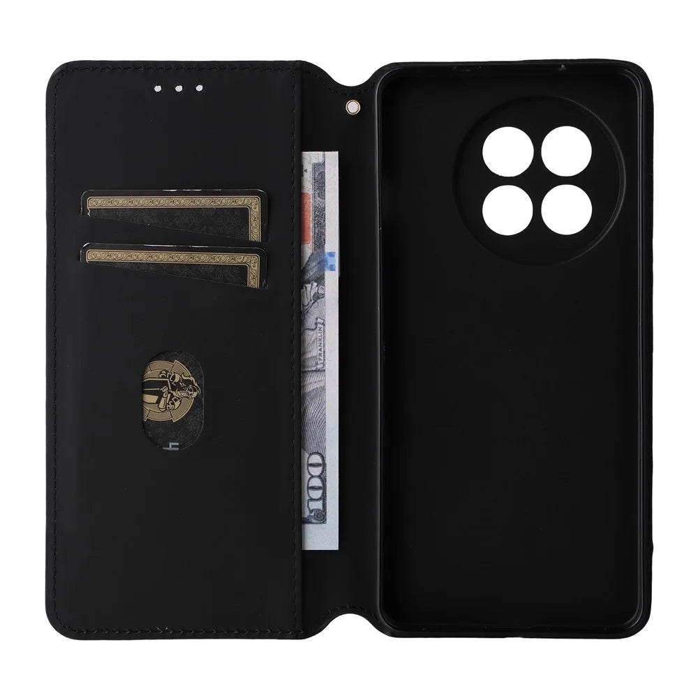 Wallet Phone Case for OnePlus Ace 5 5G / Ace 5 Pro 5G / 13R 5G Rhombus Imprinted Leather Cover - Red - 5