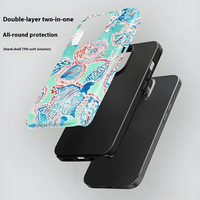 For iPhone 15 Pro Case Stylish Plant Pattern Shockproof PC + TPU Phone Back Cover - DS99 - 4