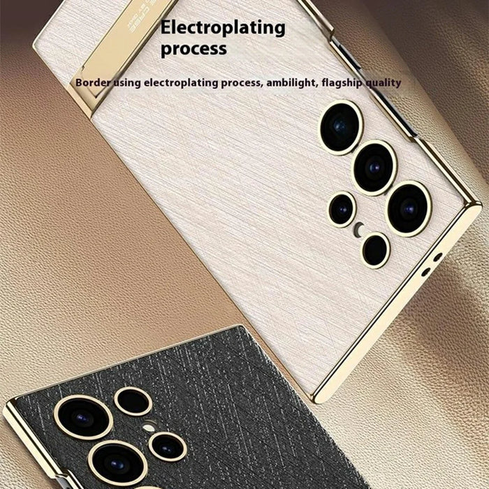 GKK For Samsung Galaxy S24 Ultra Case Electroplated PC + PU Phone Shell with Kickstand - Black - 4