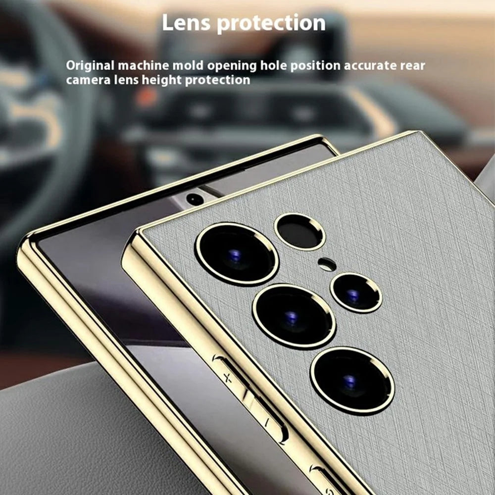 GKK For Samsung Galaxy S24 Ultra Case Electroplated PC + TPU + PU Phone Back Cover - Grey - 2