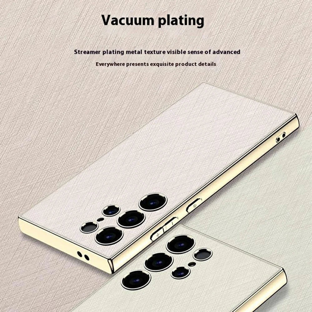 GKK For Samsung Galaxy S24 Ultra Case Electroplated PC + TPU + PU Phone Back Cover - Grey - 3