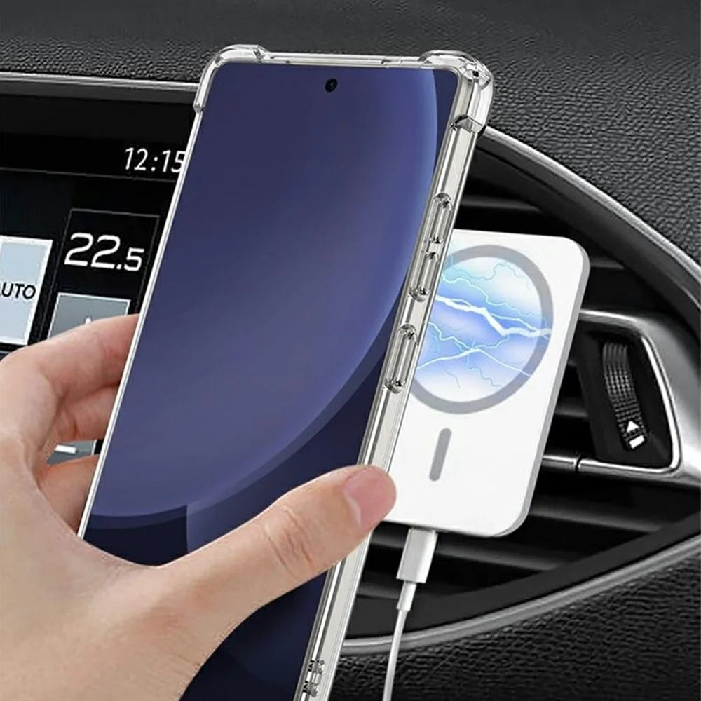 GKK For Samsung Galaxy S25 Ultra Magnetic Case Airbag Shockproof TPU + PC Kickstand Phone Back Cover - Transparent - 4