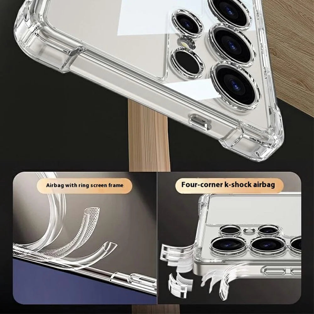 GKK For Samsung Galaxy S25 Ultra Magnetic Case Airbag Shockproof TPU + PC Kickstand Phone Back Cover - Transparent - 5