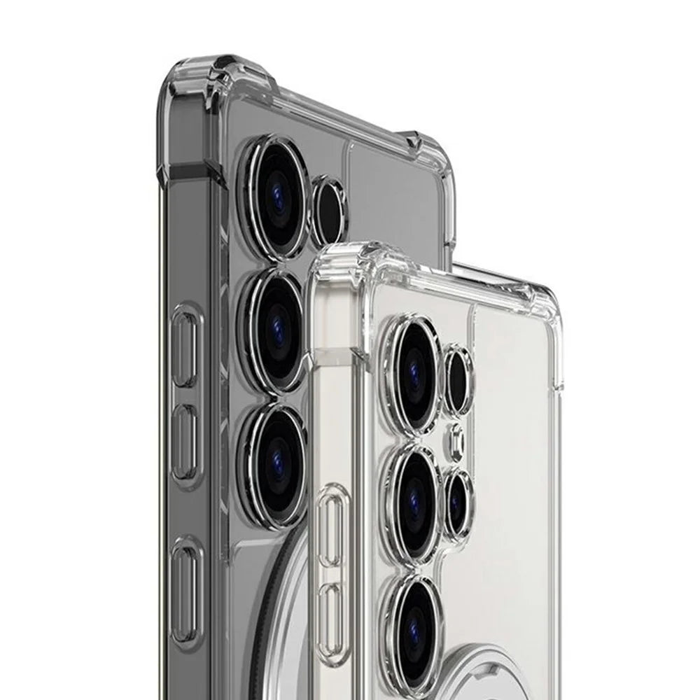 GKK For Samsung Galaxy S25 Ultra Magnetic Case Airbag Shockproof TPU + PC Kickstand Phone Back Cover - Transparent - 7