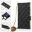 GKK For Samsung Galaxy S25 Ultra Case with Card Holder Mirror Electroplate Leather Flip Cover Rhombus Pattern - Black - 1