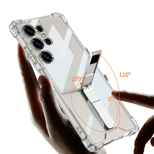 GKK For Samsung Galaxy S25 Ultra Kickstand Case Air Cushion Shockproof TPU PC Phone Back Cover - Transparent - 2