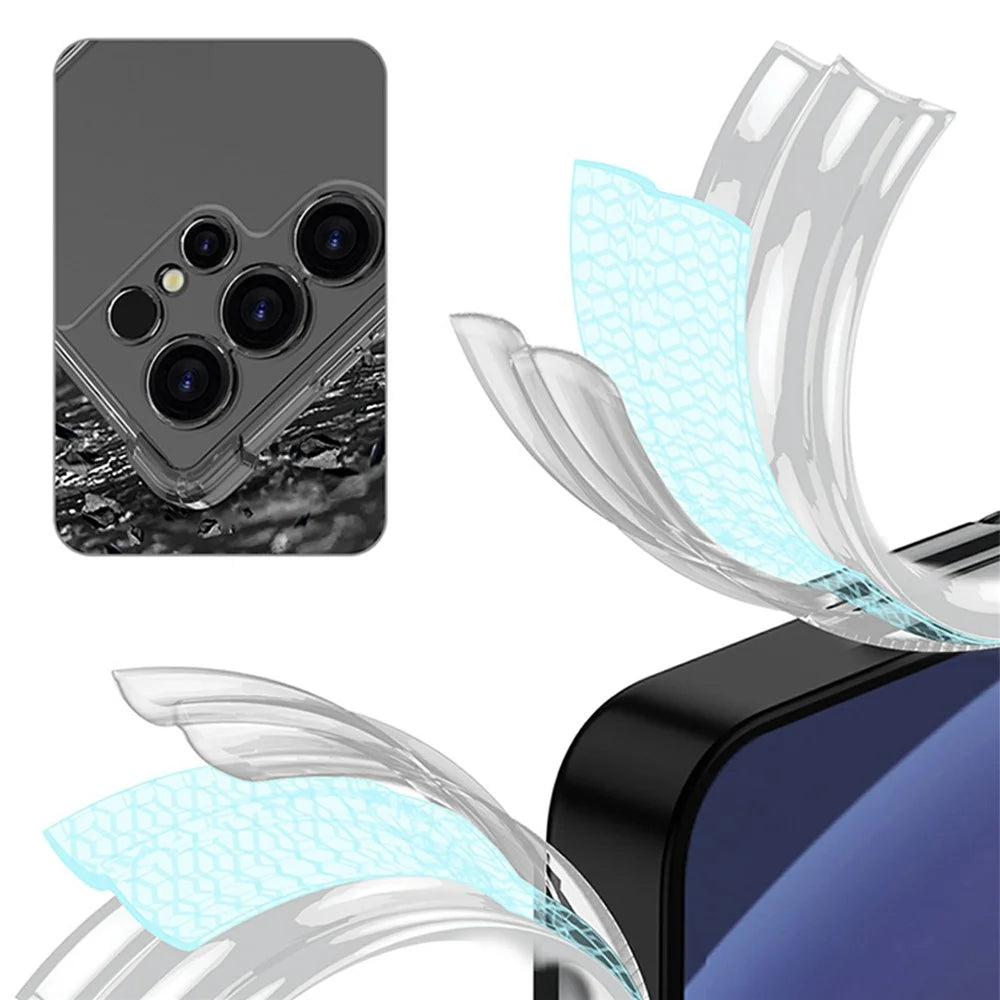 GKK For Samsung Galaxy S25 Ultra Kickstand Case Air Cushion Shockproof TPU PC Phone Back Cover - Transparent - 4