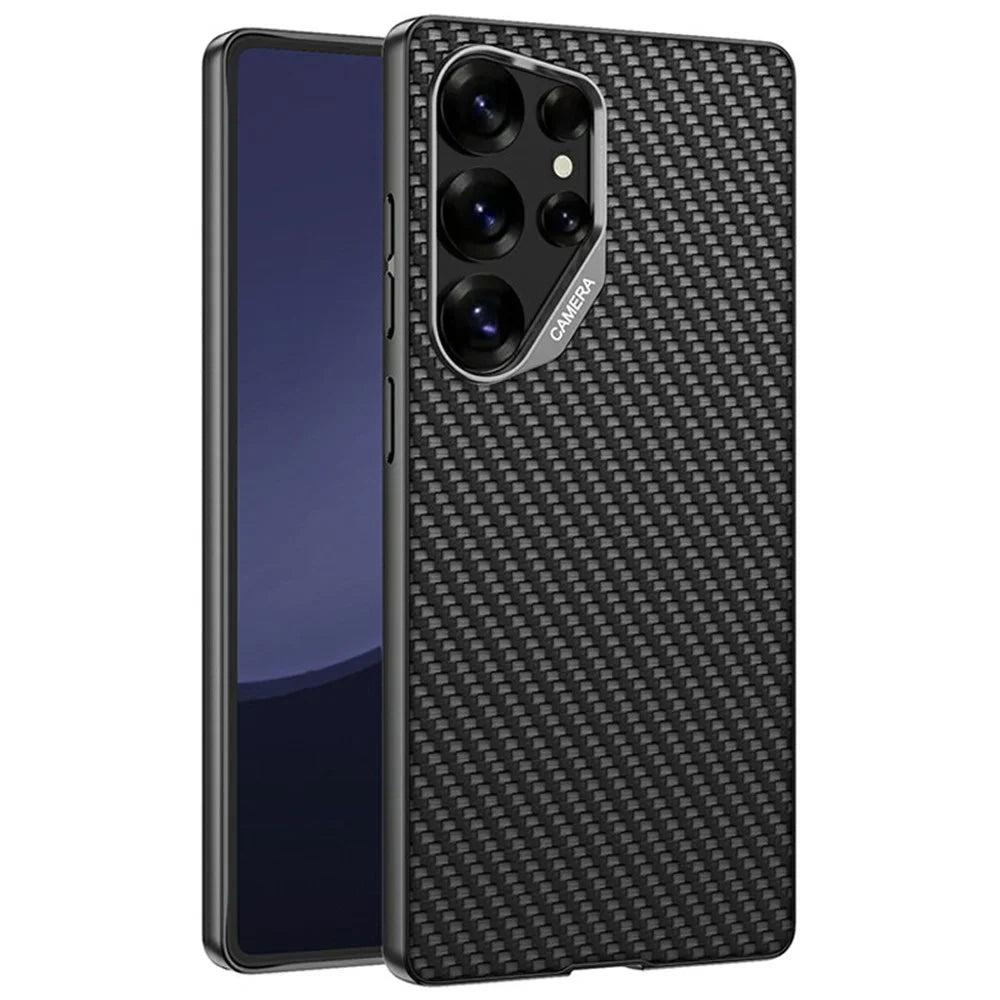 GKK For Samsung Galaxy S25 Ultra Case Hybrid PU Phone Back Cover Skin Touch - Carbon Fiber Texture - 1