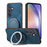 For Samsung Galaxy A35 5G Phone Case with Rotating Kickstand Stress Relief Retro Leather Back Cover - Blue - 2