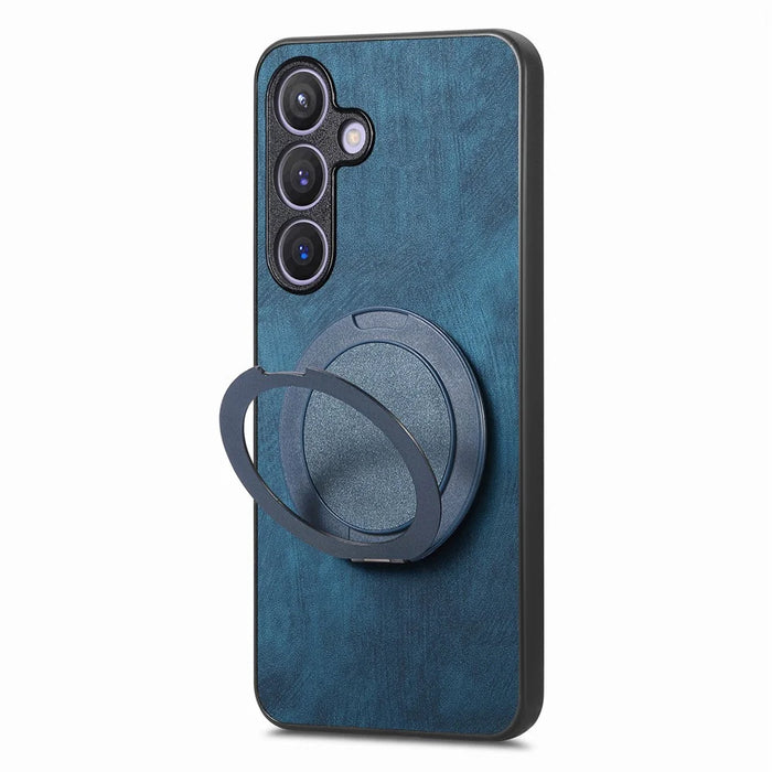 For Samsung Galaxy A35 5G Phone Case with Rotating Kickstand Stress Relief Retro Leather Back Cover - Blue - 3