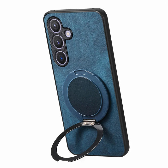For Samsung Galaxy A35 5G Phone Case with Rotating Kickstand Stress Relief Retro Leather Back Cover - Blue - 4